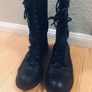 Black combat boots